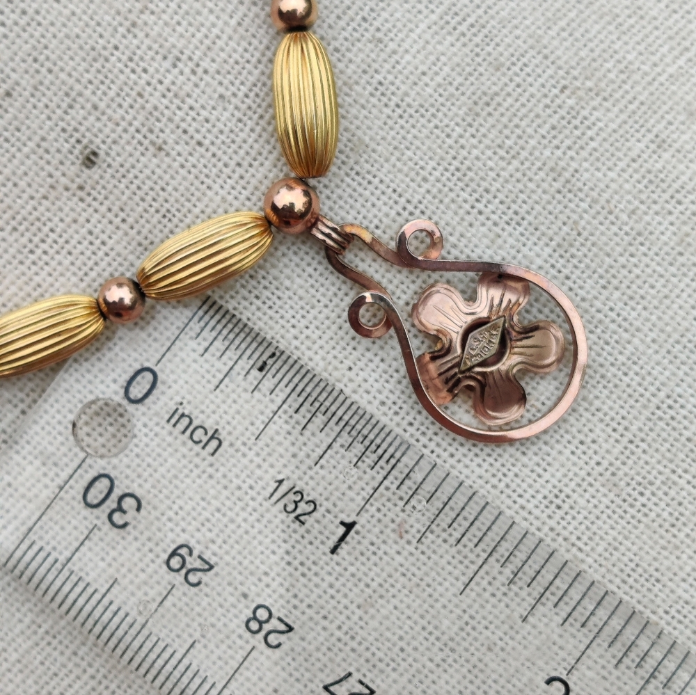 Antique 12k GF LSCO (Louis Stern Co.) flower pendant necklace - Picture 9 of 9